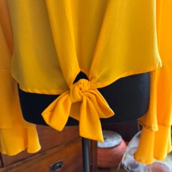 NWT Self Esteem Clothing Brand Long-Sleeve Gold Blouse Size Medium - Picture 3 of 7